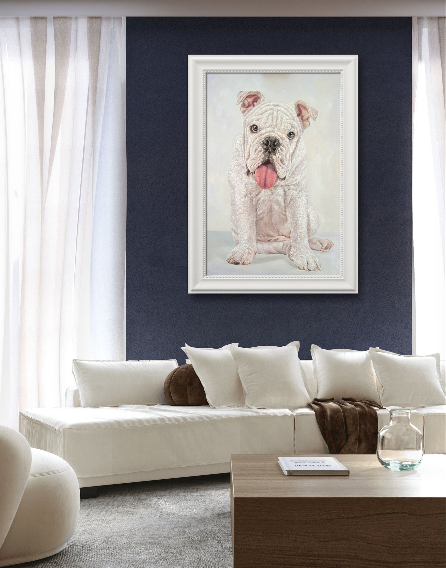 Portrait of a White Bulldog