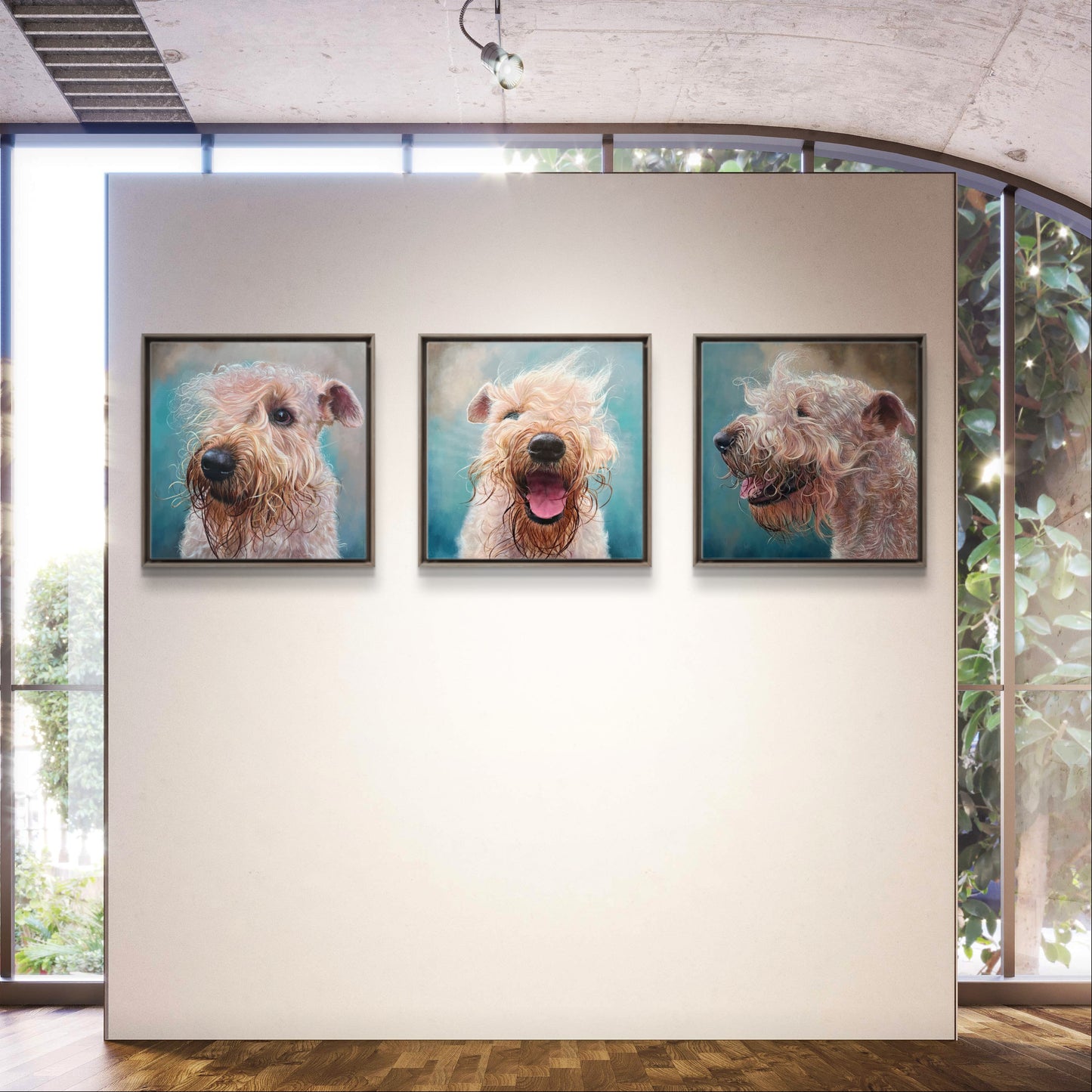 Painting 'Soft Coated Wheaten Terrier' (Triptych) (price on request)