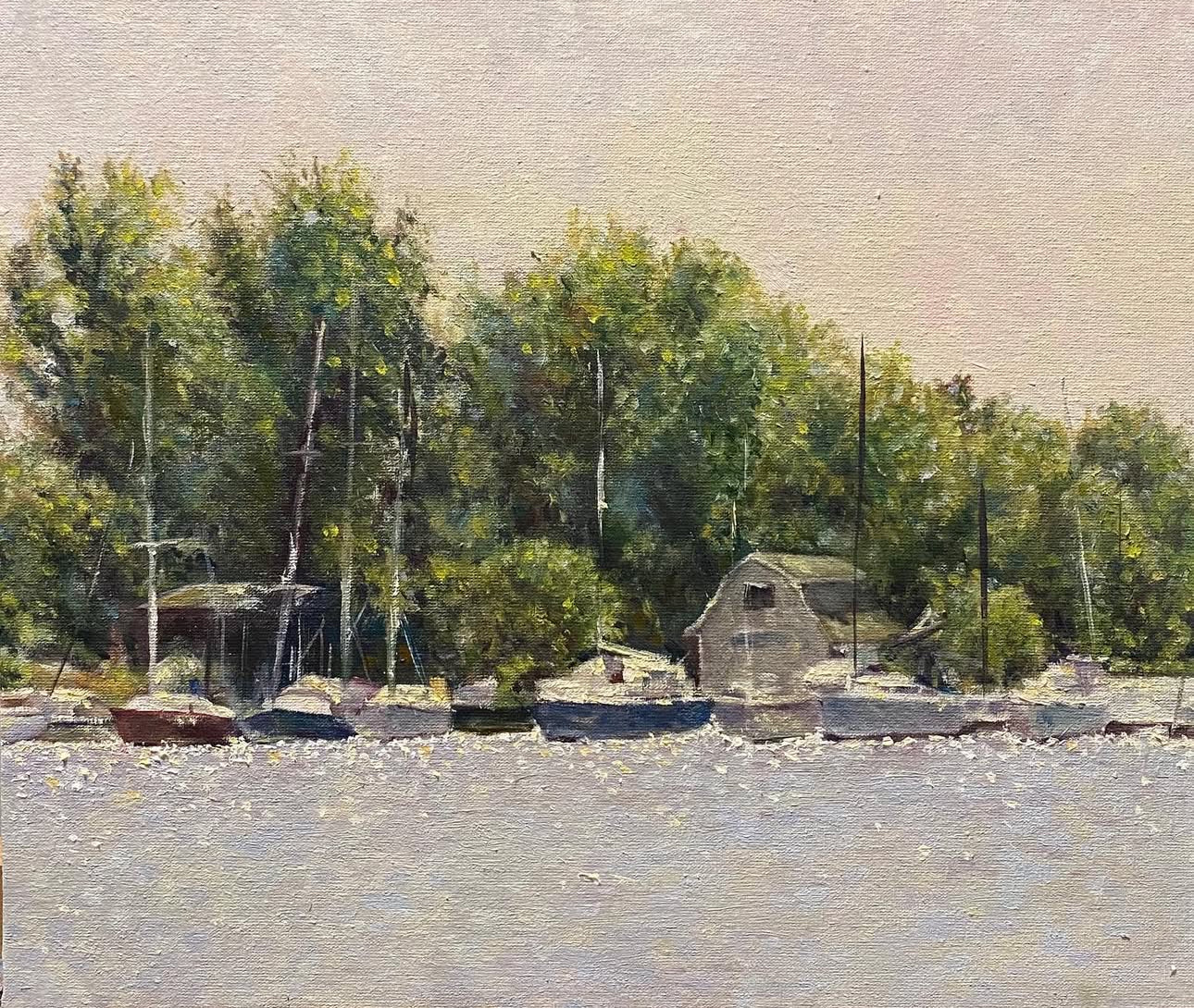 Oil painting Summer's Silent Harbour