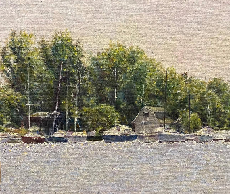 Oil painting Summer's Silent Harbour