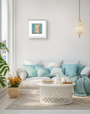 Paws Up Dog Art Print displayed in a contemporary home interior