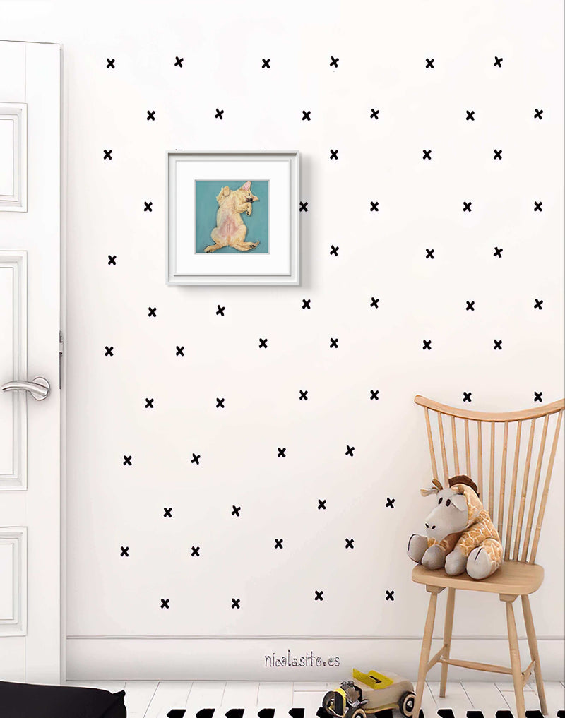 Paws Up Fine Art Print displayed in a contemporary home interior