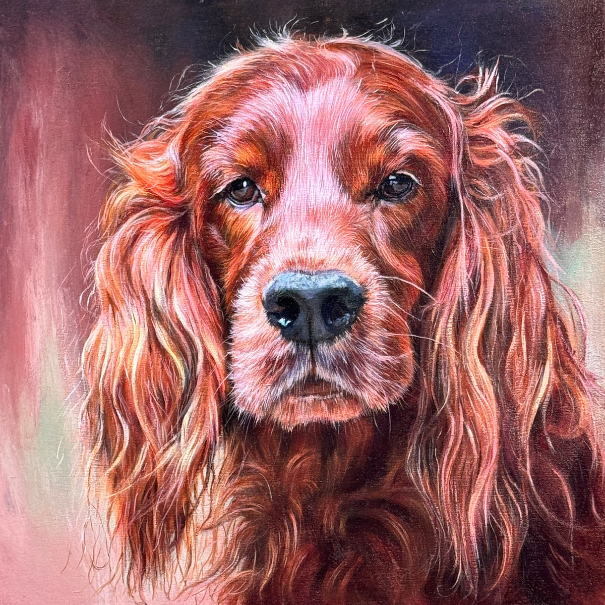 Original acrylic portrait of an Irish Red Setter from the Irish Dog Portraiture Collection.