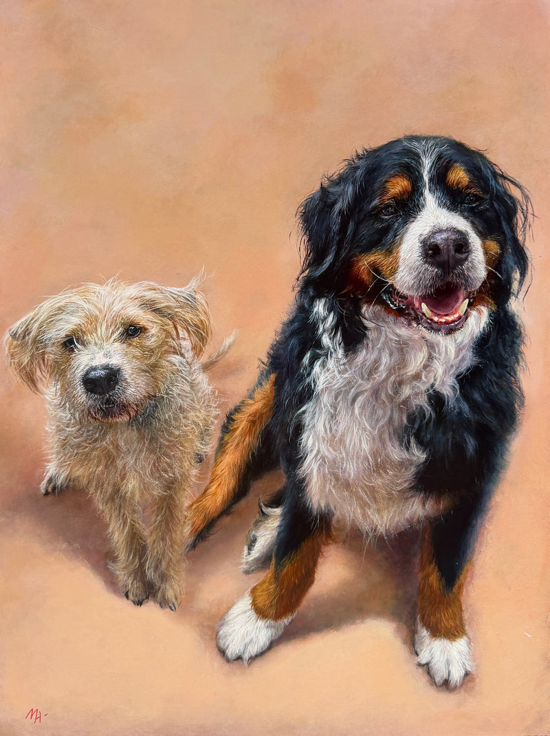 Acrylic portrait of Tuc and Ceci together.